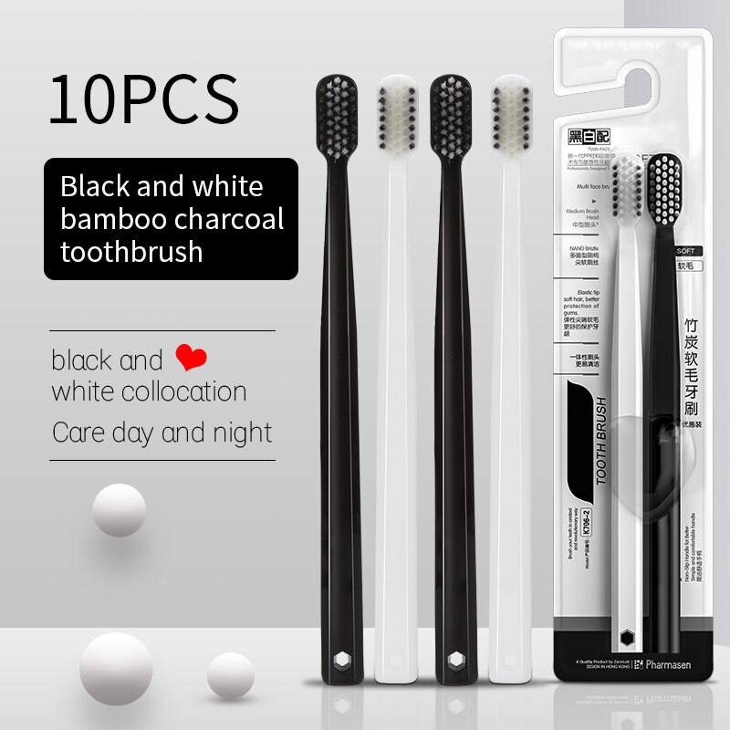 Bamboo Toothbrush - 10-فرشاة فحم الخيزران فرشاة أسنان حرير