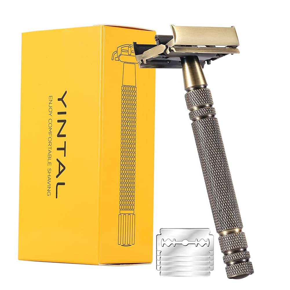 Safety Razor Handle - ماكينة حلاقة YINTAL Brass الآمنة للرجال،