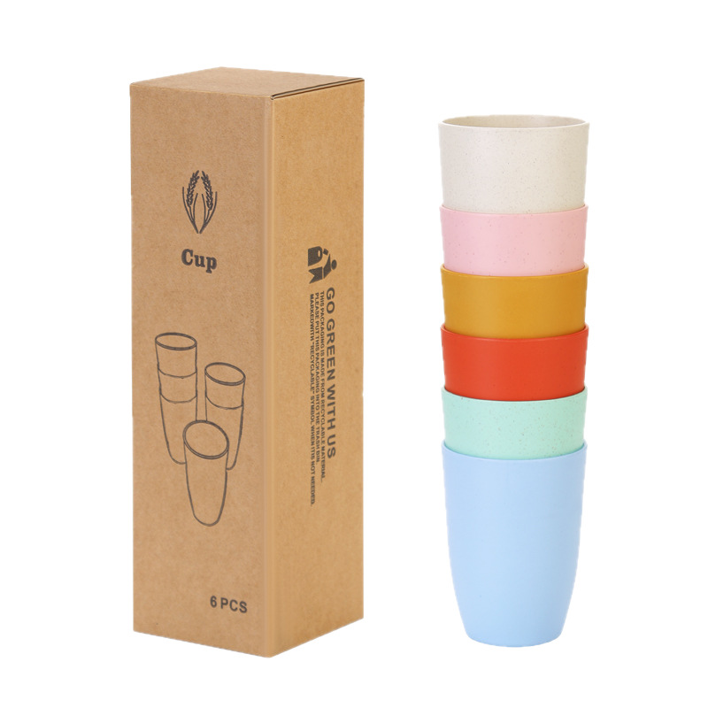 Reusable Straw - أكواب من قش القمح 6 قطع