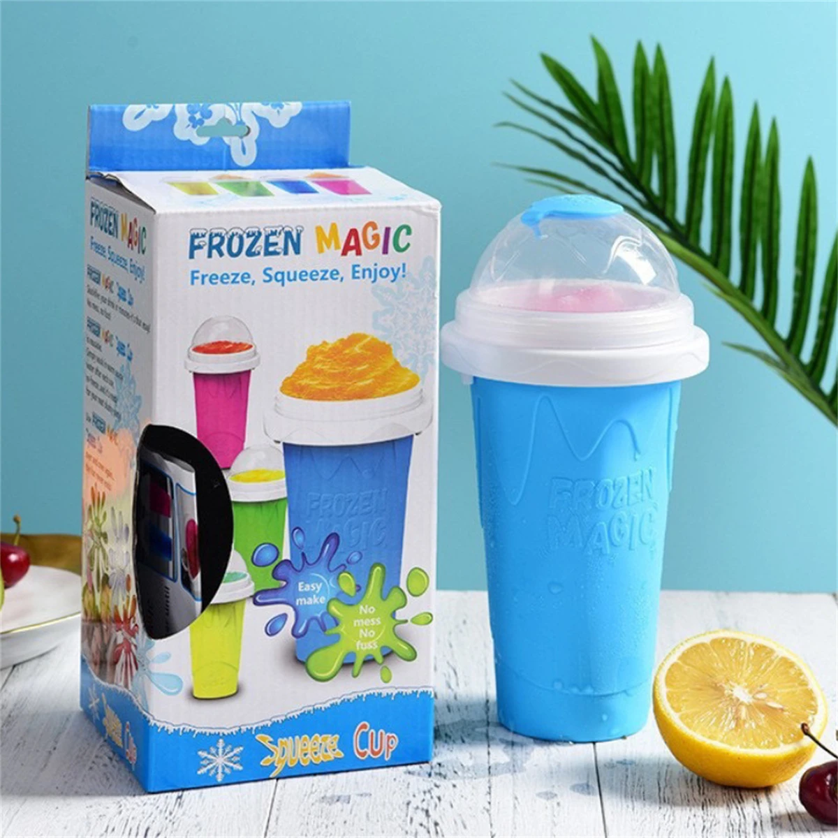 Reusable Bottle - كوب سموثي منزلي الصنع سريع التجميد،