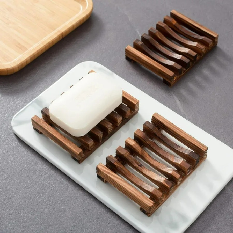 Bamboo Cutlery - طبق صابون خشبي للحمام للاستحمام، تصميم