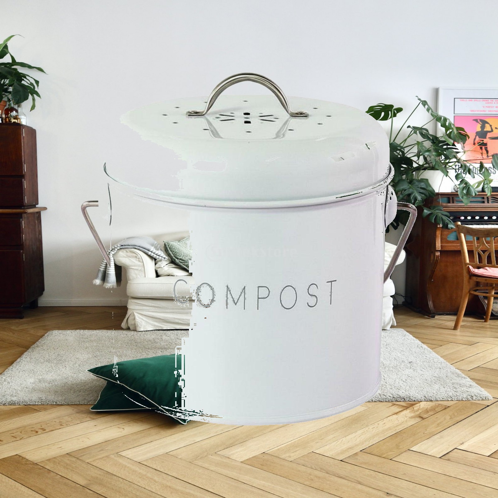 Compost Bin - سلة مهملات مكتبية للمطبخ، حاوية سماد