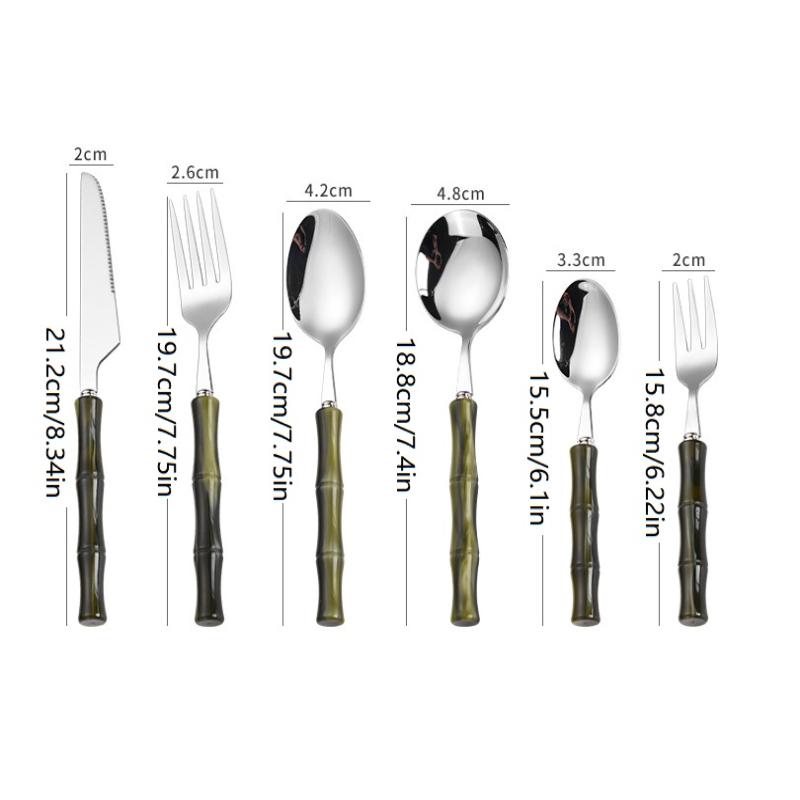 Bamboo Cutlery - أدوات مائدة من الفولاذ المقاوم للصدأ