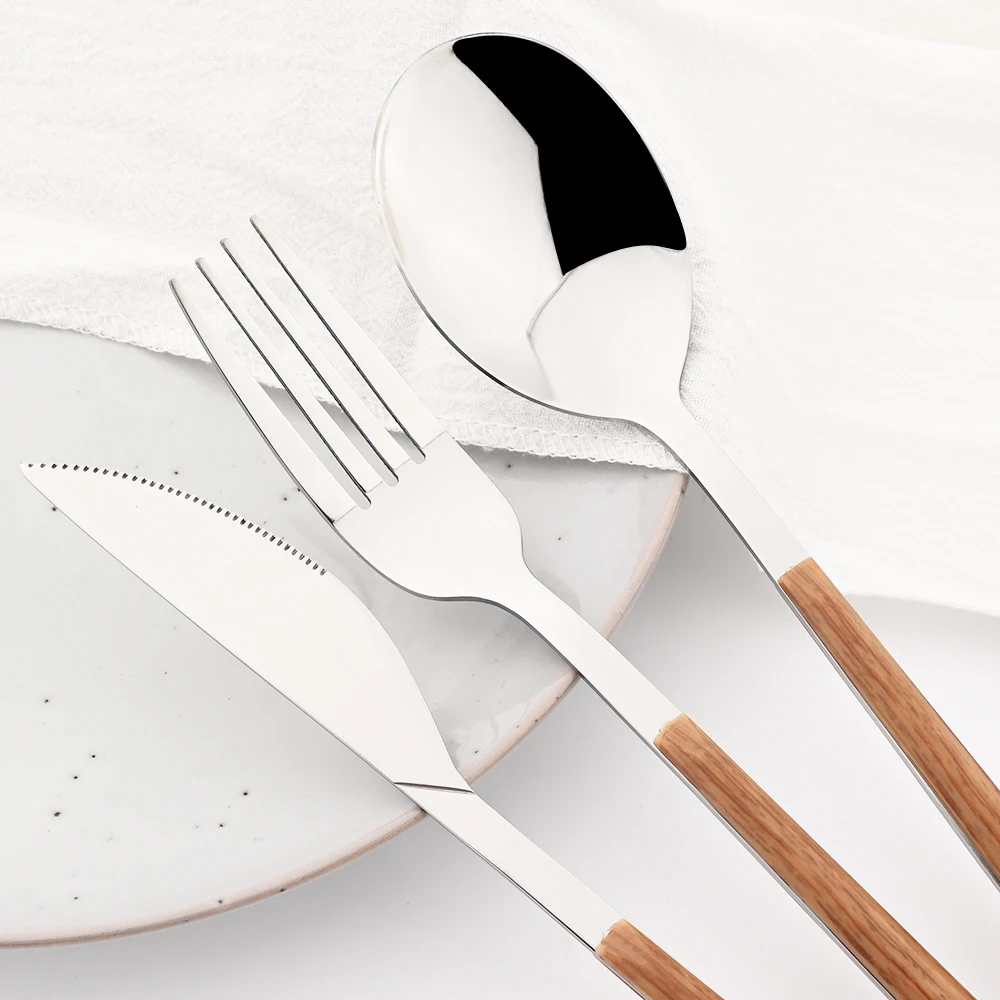 16/24/30 قطعة الفولاذ المقاوم  - مراجعة Bamboo Cutlery وسعره