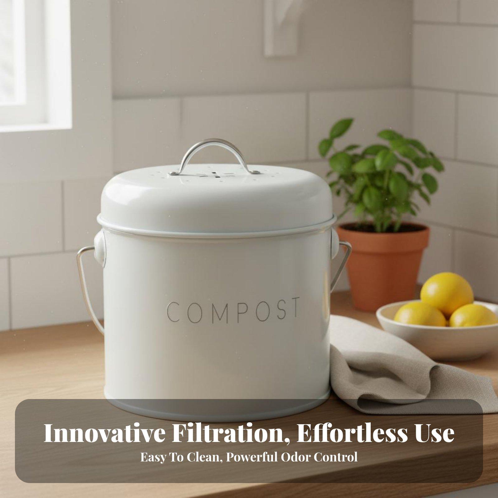 سلة مهملات مكتبية للمطبخ، حاوي - مراجعة Compost Bin وسعره